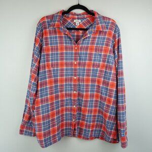 LL Bean Shades of Pink‎ and Purple Plaid Button Up Long Sleeve Shirt Size XL
